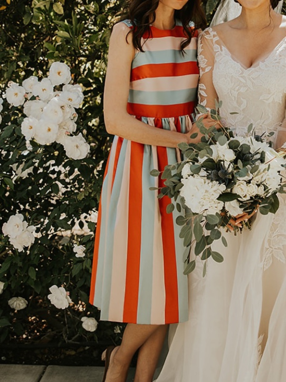 RED Valentino multi-colored stripe midi dress